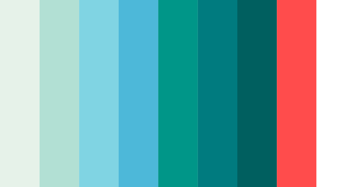 Download shades of turquoise color palette PNG image (landscape)
