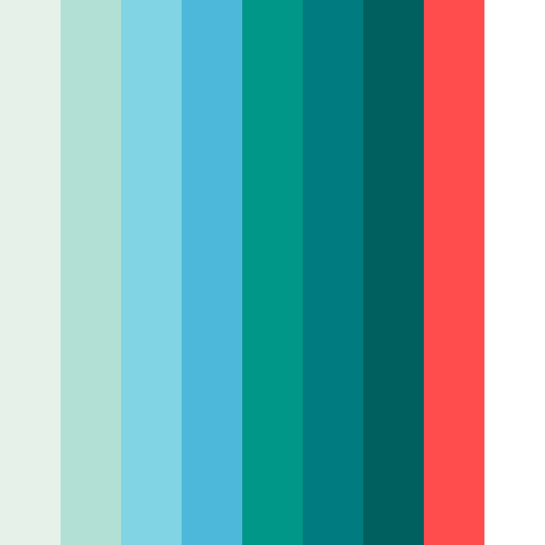 Download shades of turquoise color palette PNG image (square)