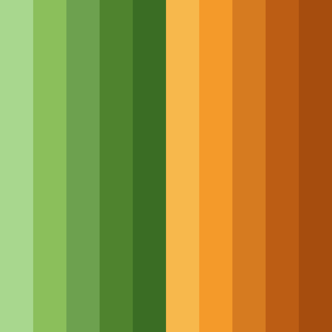Download shades of green and orange color palette PNG image (square)