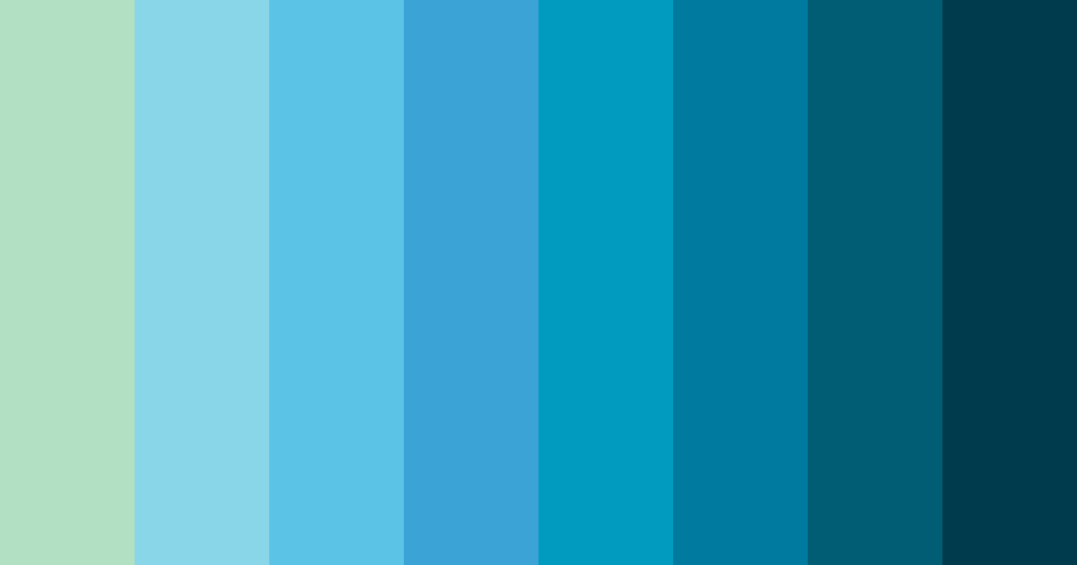 Download shades of blue green color palette PNG image (landscape)