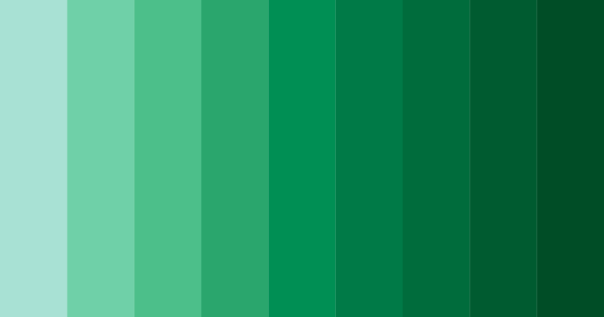 Download emerald green shades color palette PNG image (landscape)