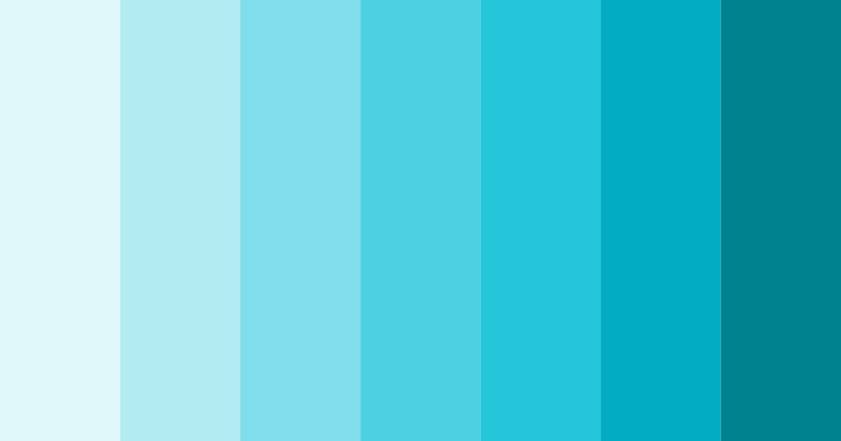 Download shades of cyan color palette PNG image (landscape)