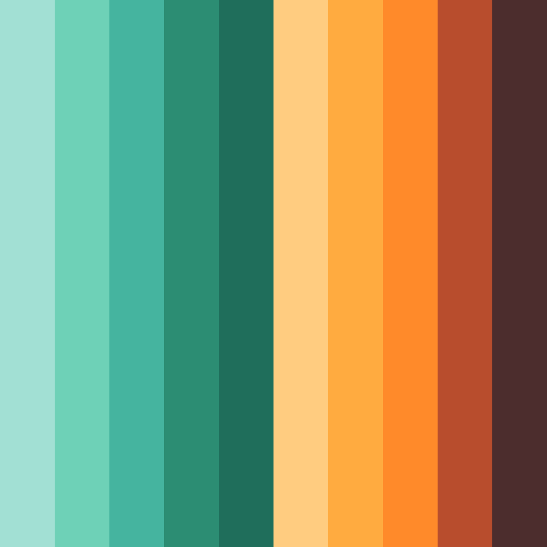 Download teal green tropical sunset color palette PNG image (square)