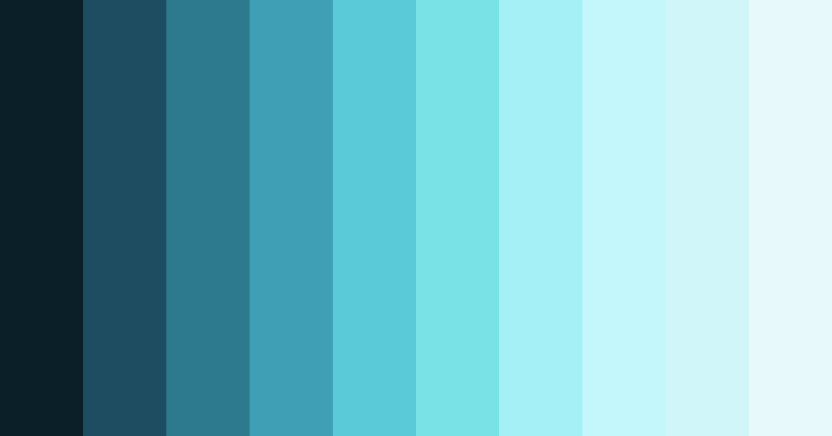 Download shades of teal color palette PNG image (landscape)