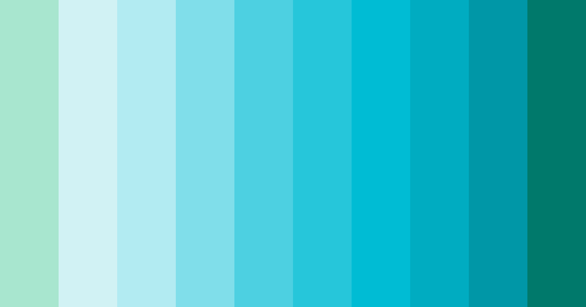 Download shades of teal color palette PNG image (landscape)