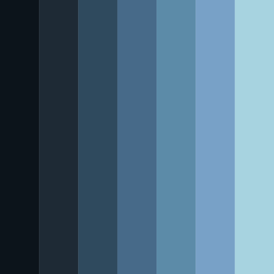 Download shades of blue color palette PNG image (square)