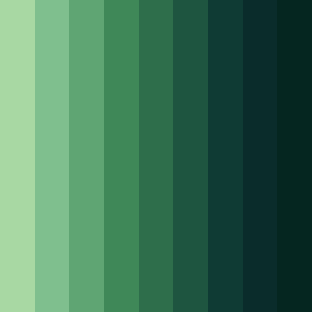 Download deep green shades color palette PNG image (square)