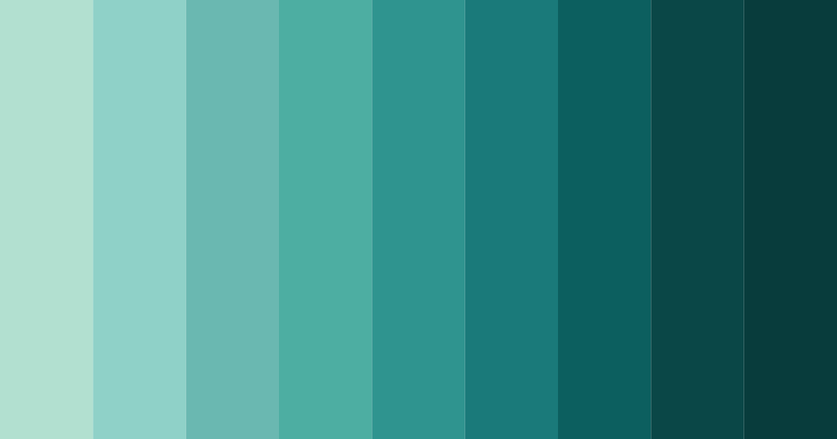 Download teal green serenity color palette PNG image (landscape)