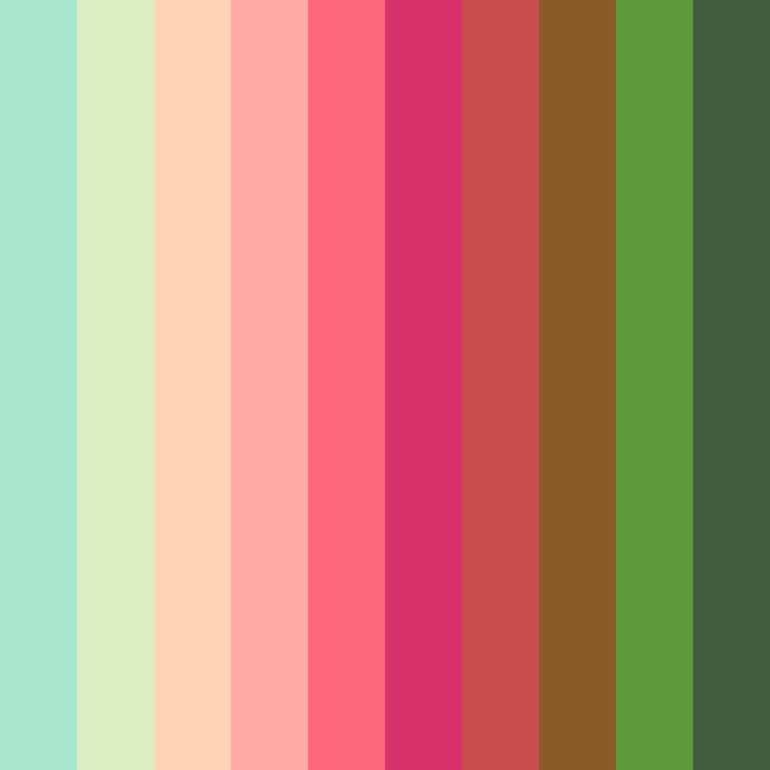 Download shades of green color palette PNG image (square)