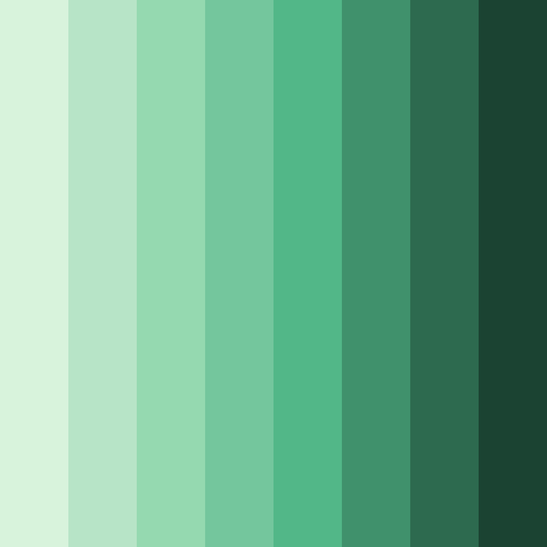 Download shades of green color palette PNG image (square)