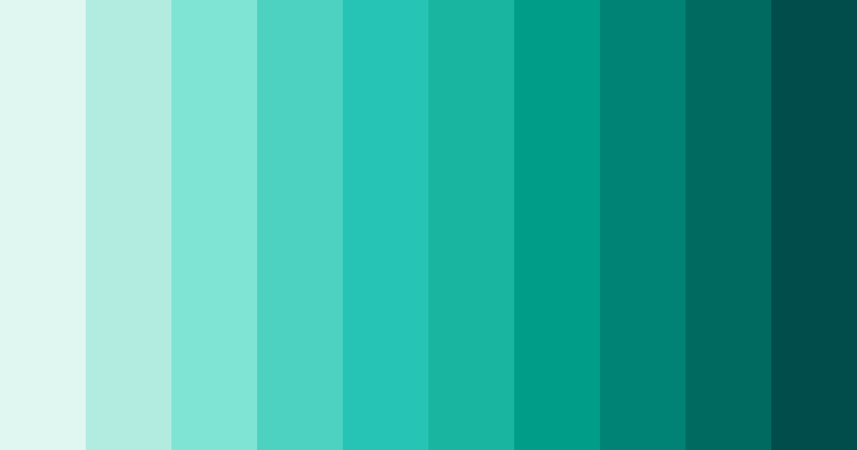 Download shades of mint green color palette PNG image (landscape)