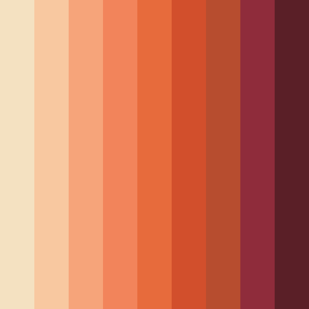 Download shades of orange color palette PNG image (square)