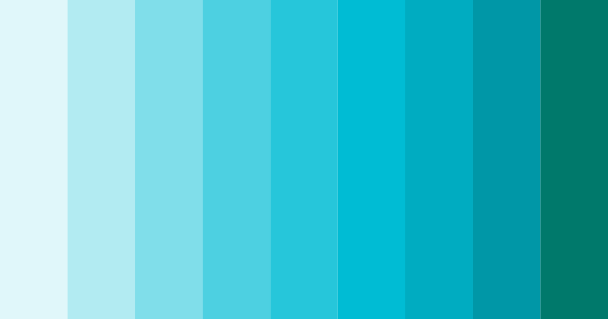 Download shades of teal color palette PNG image (landscape)