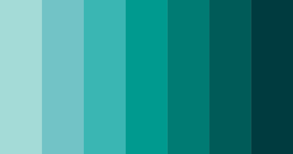 Download turquoise shades color palette PNG image (landscape)
