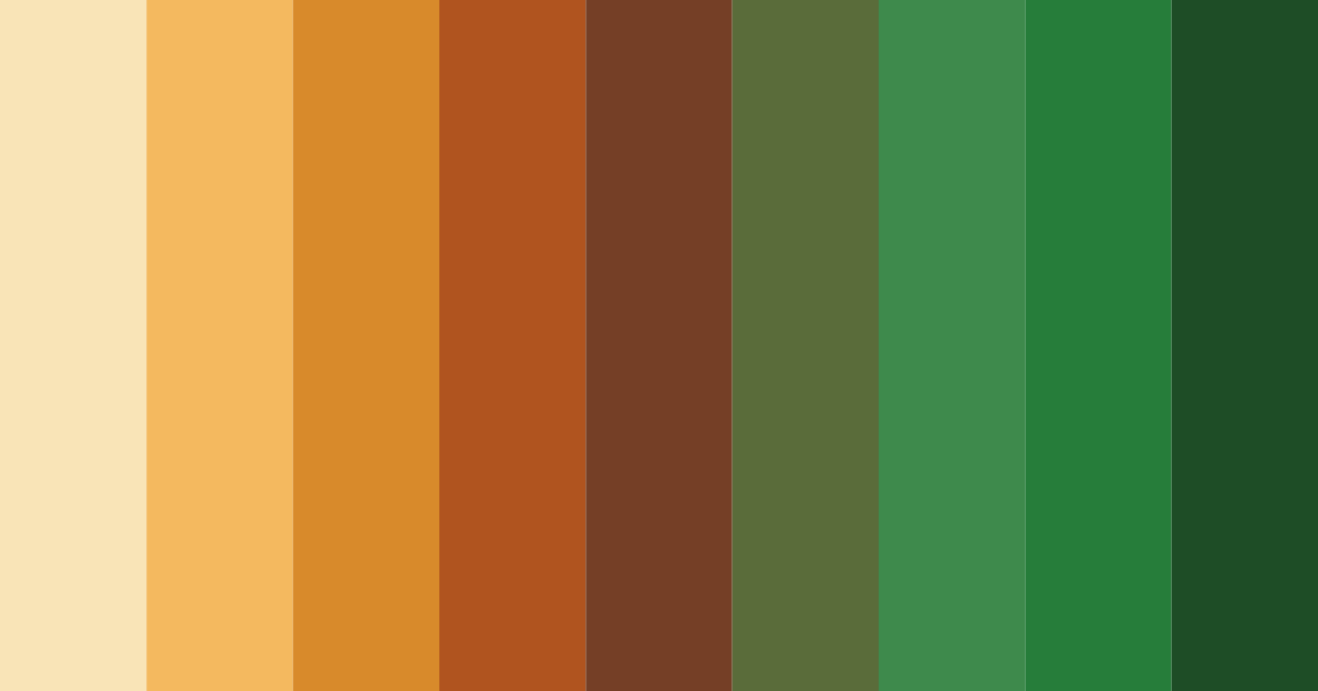 Download earthy greens and oranges color palette PNG image (landscape)