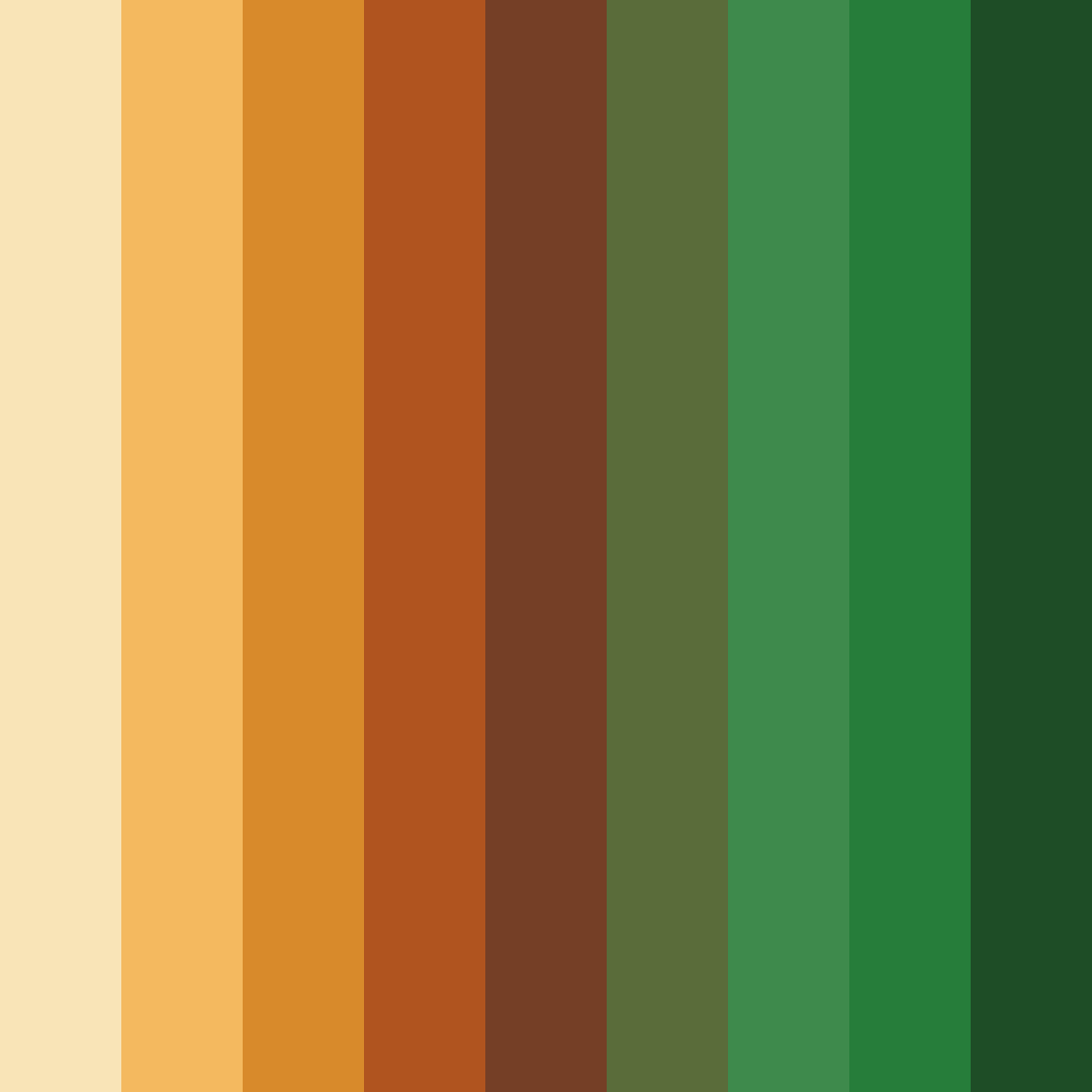 Download earthy greens and oranges color palette PNG image (square)
