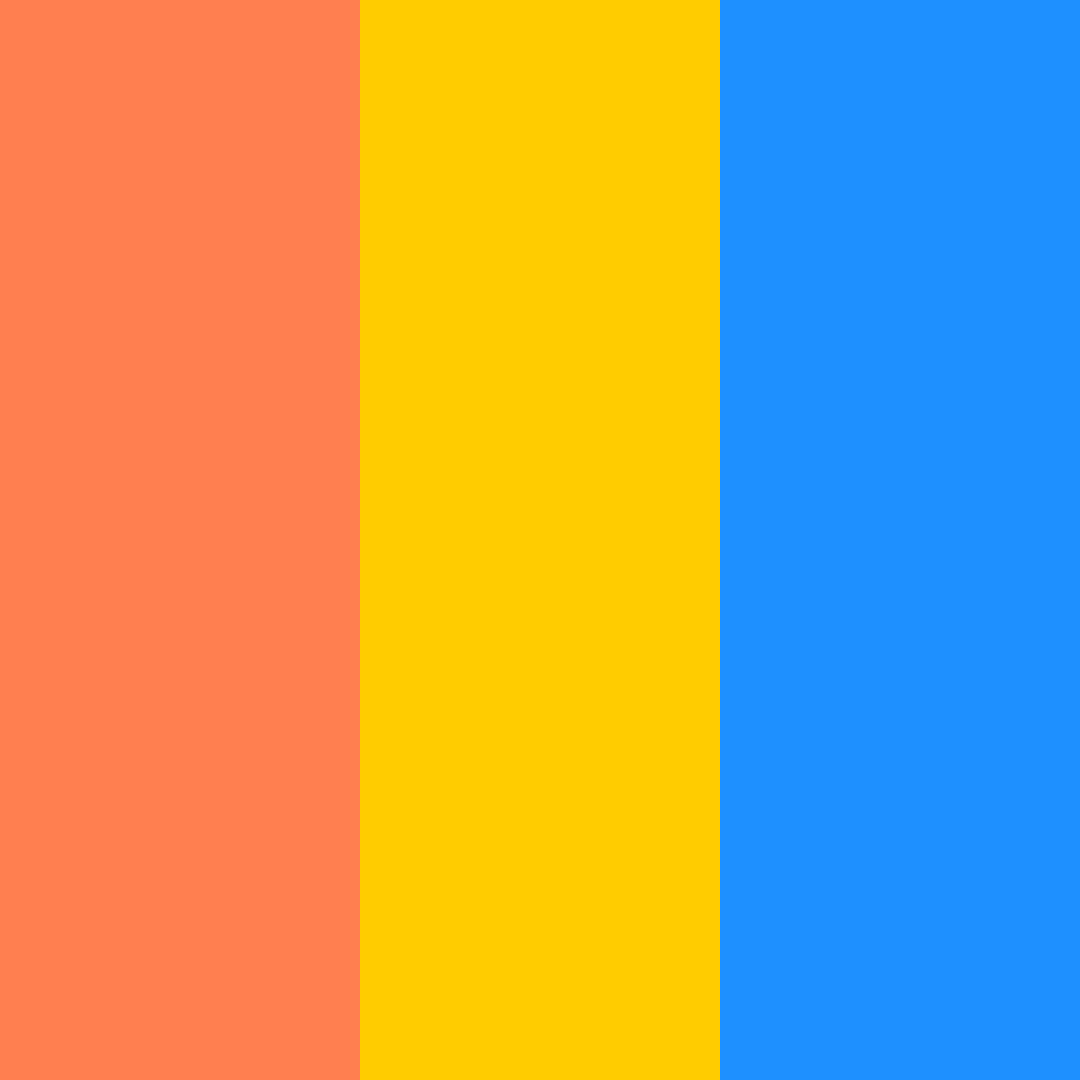 Download vibrant coral blue yellow color palette PNG image (square)