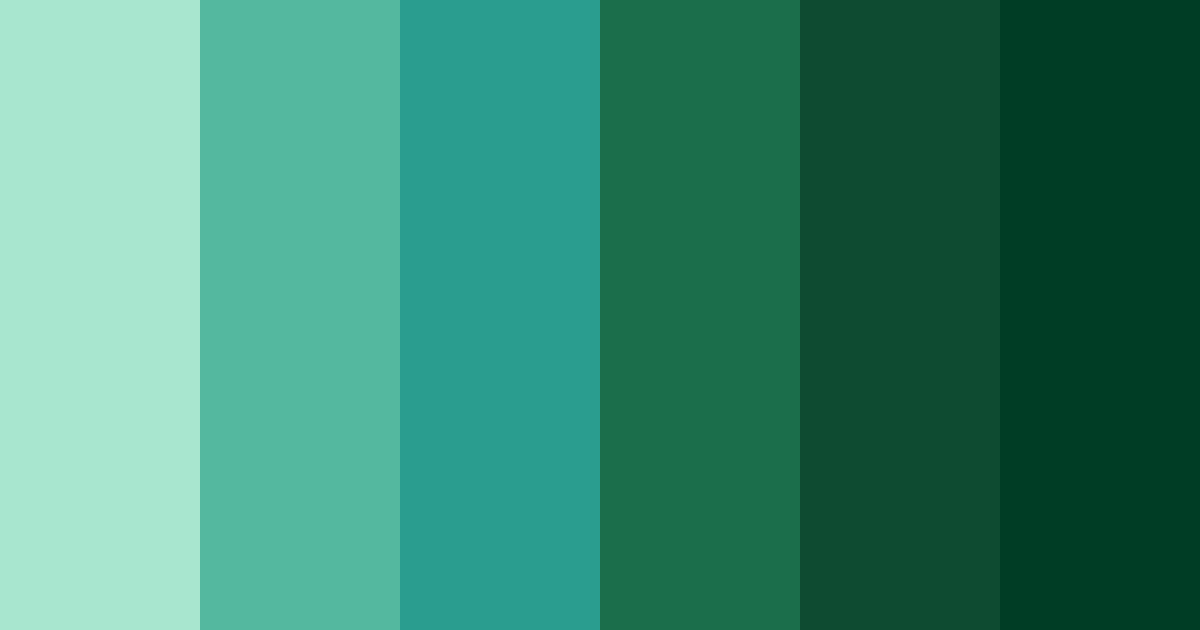Download emerald shades color palette PNG image (landscape)