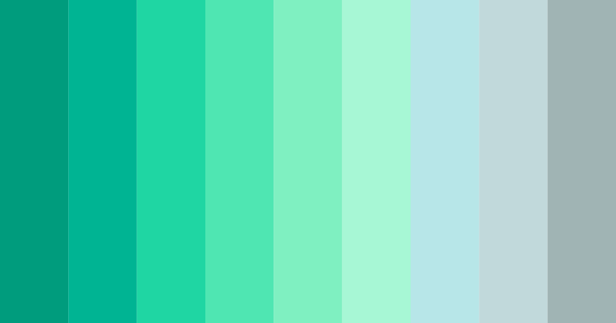 Download shades of teal color palette PNG image (landscape)