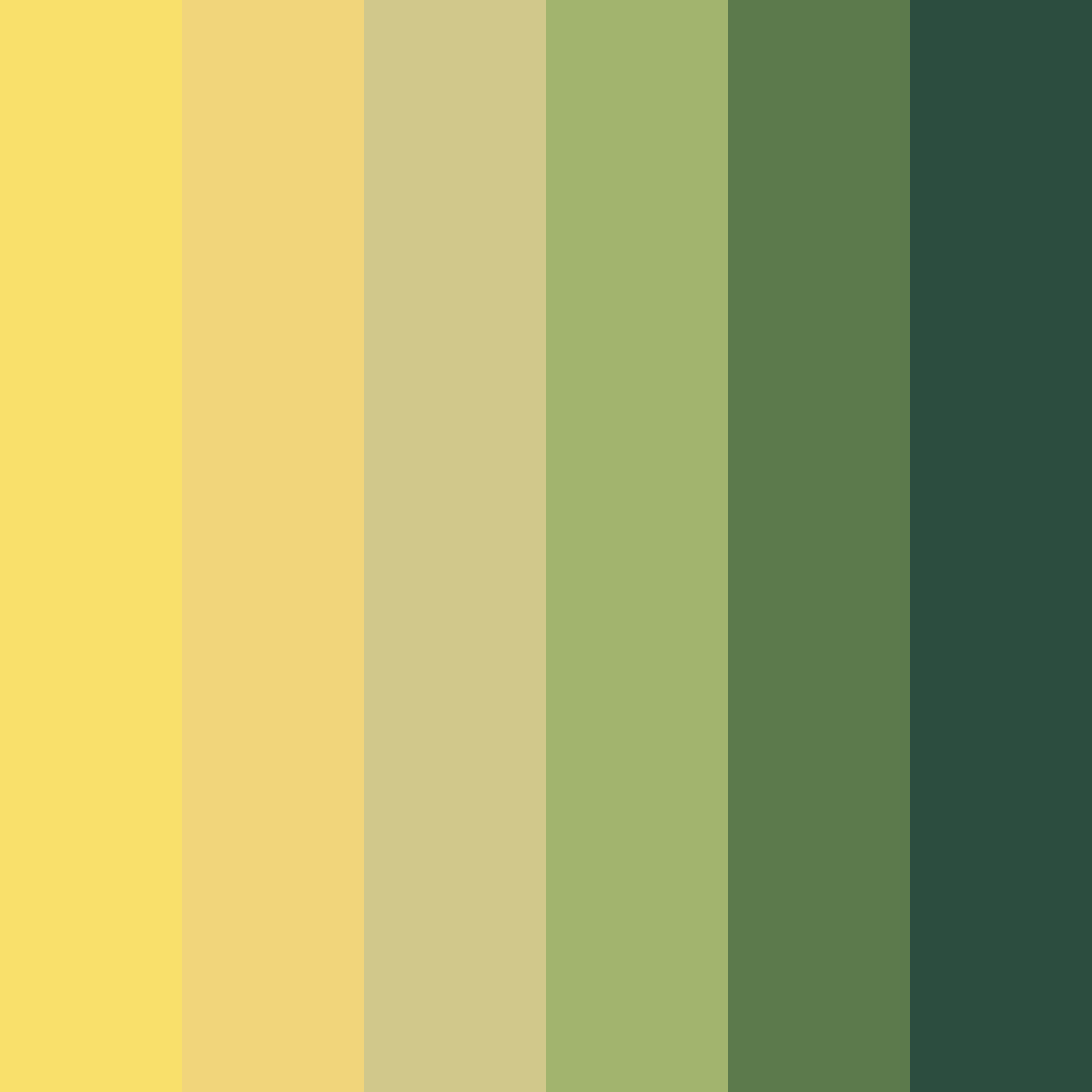 Download pastel yellow and dark greens color palette PNG image (square)