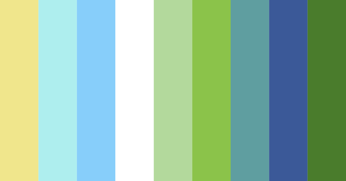 Download bright blue and yellow garden color palette PNG image (landscape)