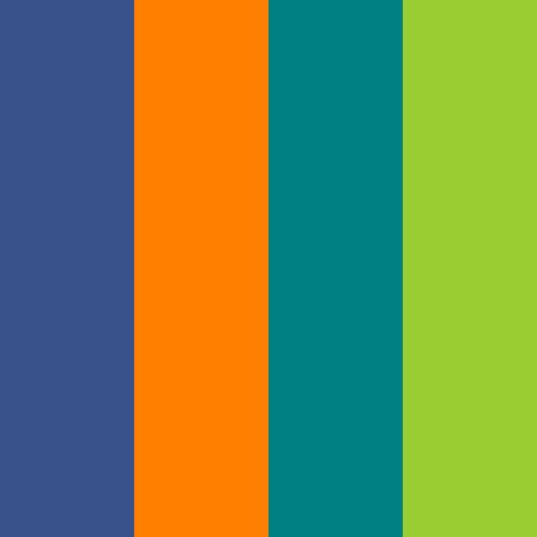 Download midnight blue pumpkin teal lime color palette PNG image (square)