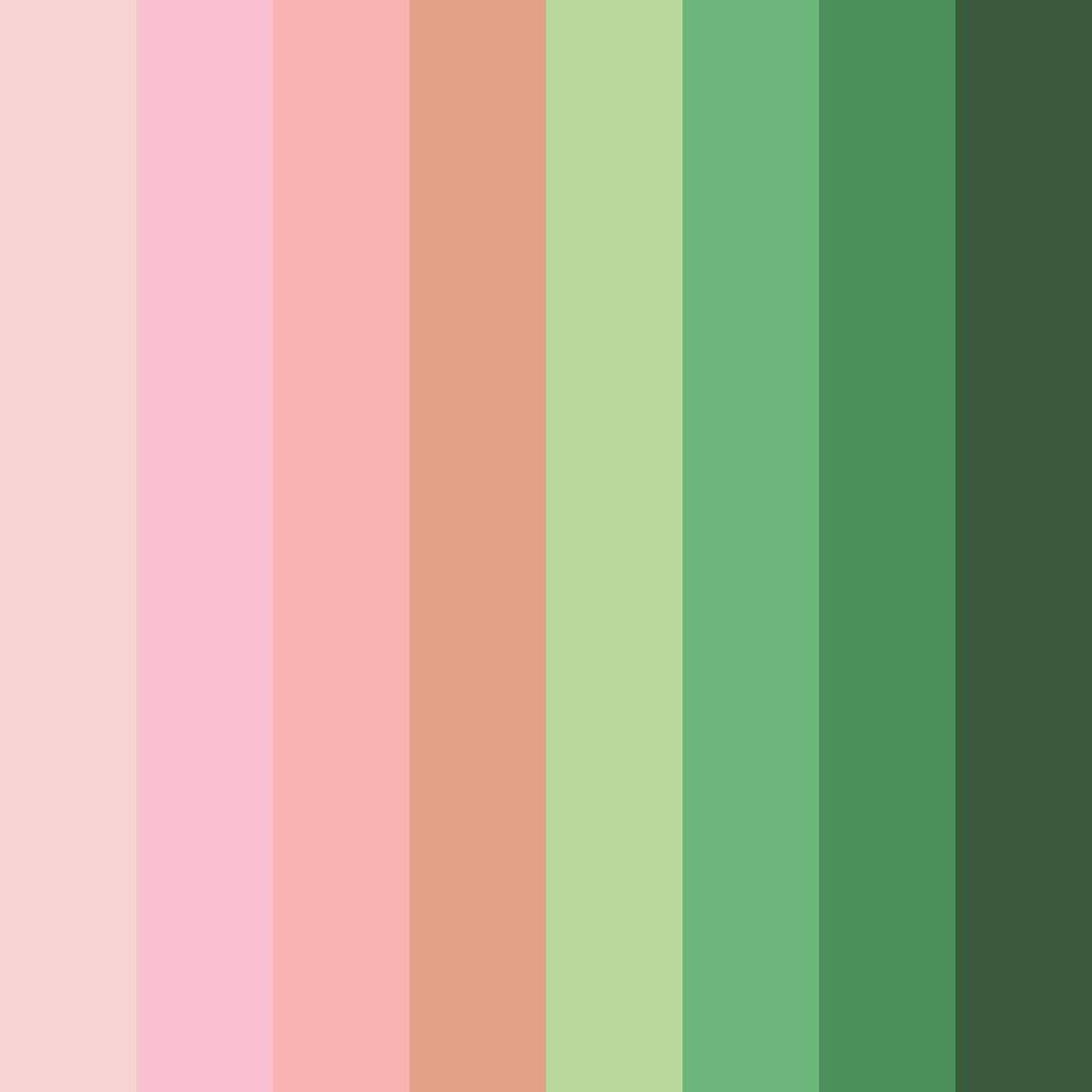 Download earthy pink greens color palette PNG image (square)