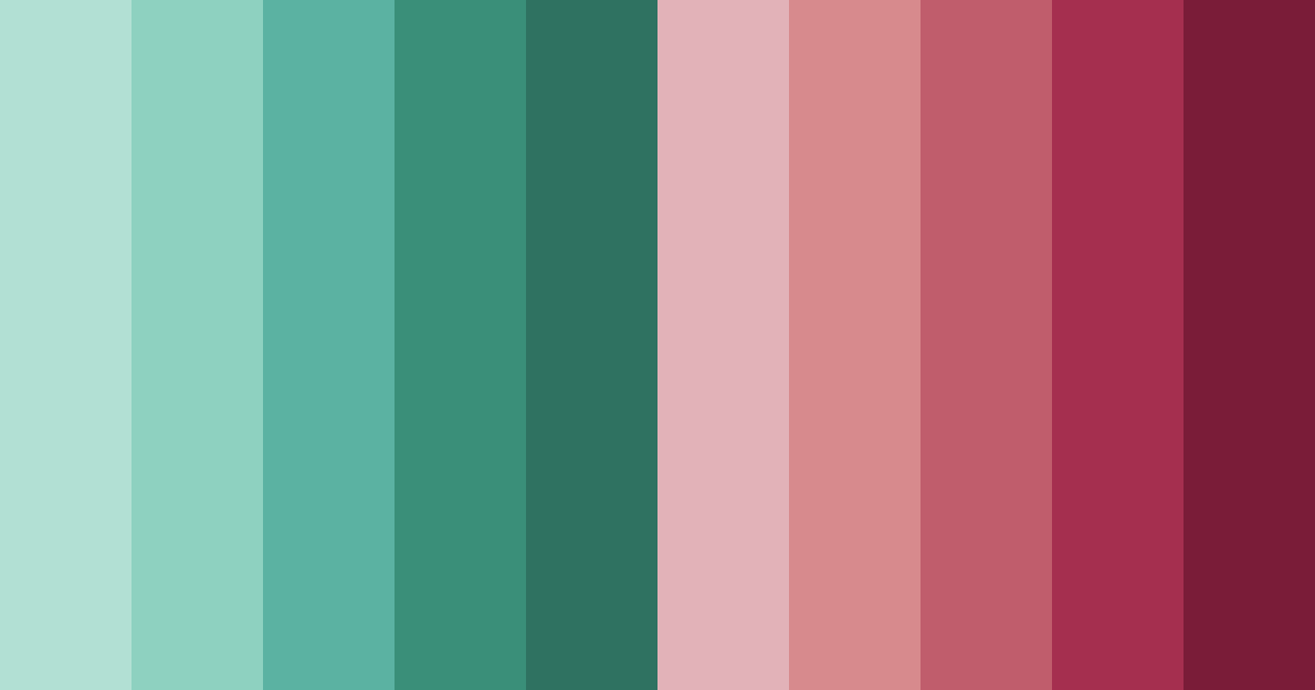 Download soft blue green and red flowers color palette PNG image (landscape)