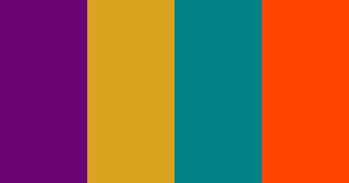 Download royal purple, goldenrod, teal and orange flame color palette PNG image (landscape)