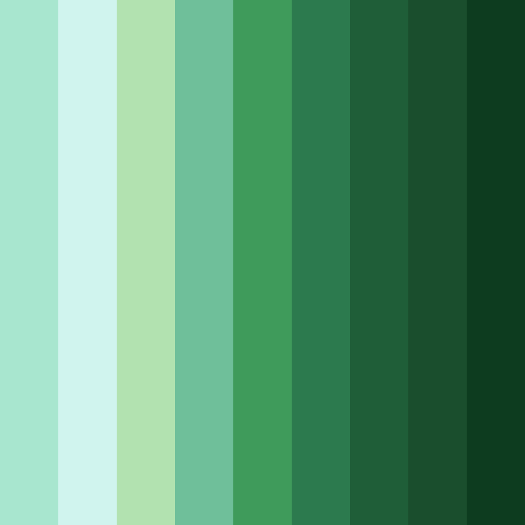 Download shades of green color palette PNG image (square)