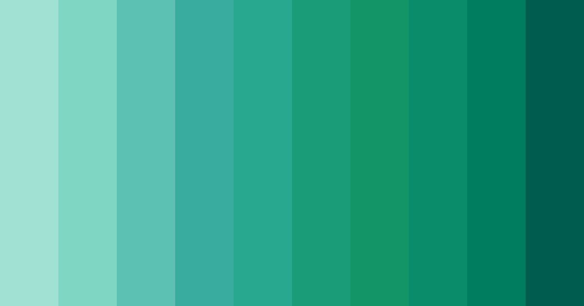 Download shades of cyan green color palette PNG image (landscape)