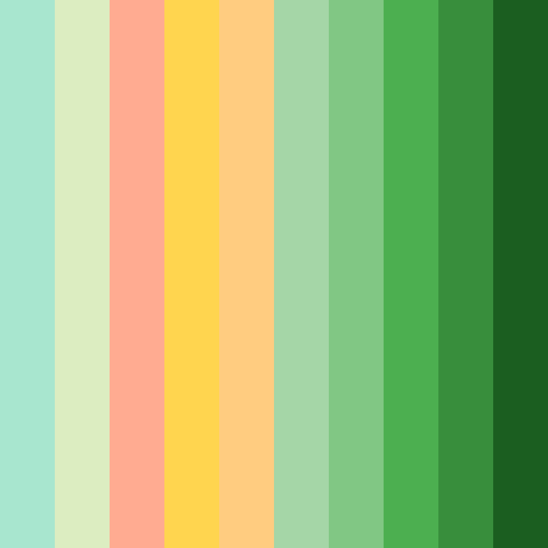 Download shades of green nature color palette PNG image (square)