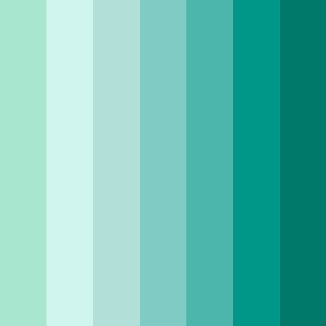 Download shades of green teal color palette PNG image (square)