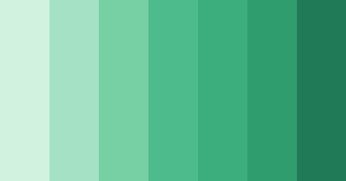 Download shades of pastel green color palette PNG image (landscape)
