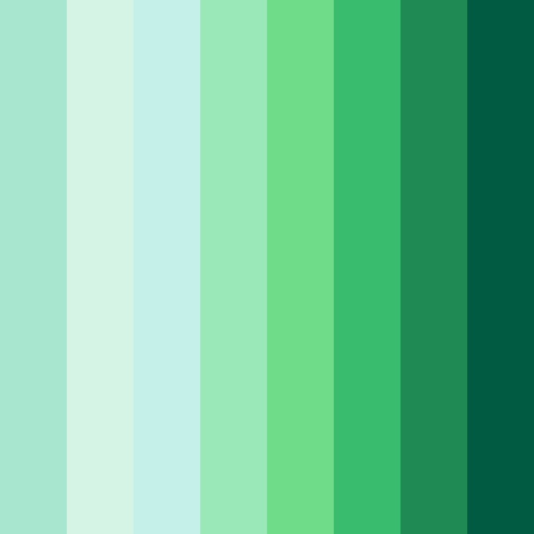 Download shades of green color palette PNG image (square)