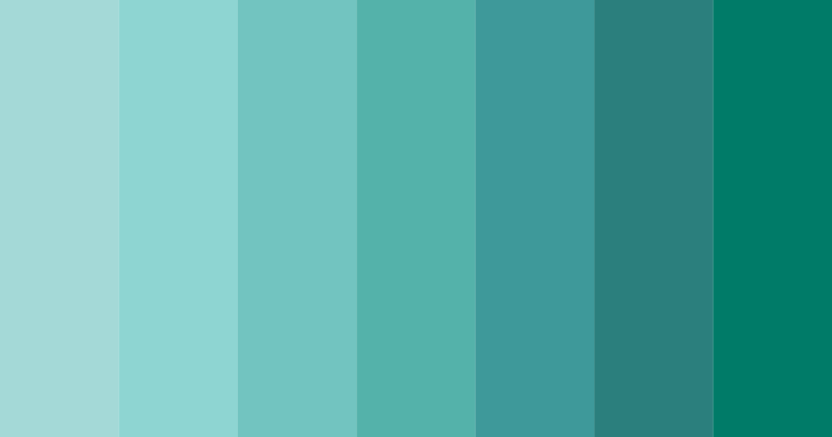 Download shades of teal color palette PNG image (landscape)