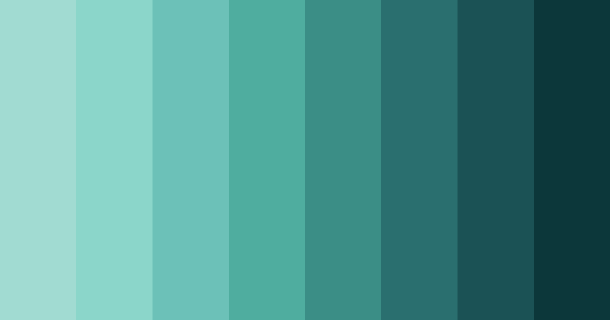 Download teal shades color palette PNG image (landscape)