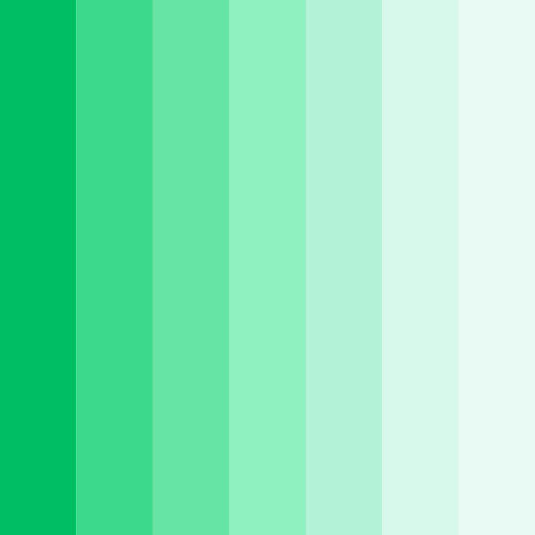 Download shades of green color palette PNG image (square)