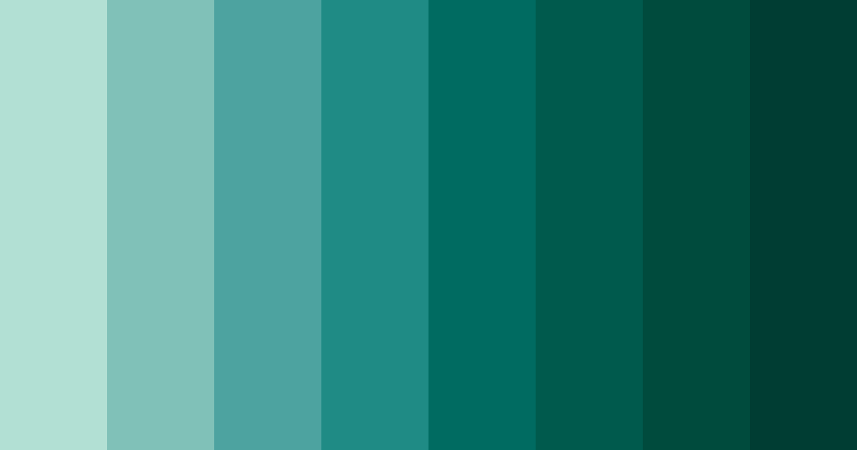 Download teal ombre color palette PNG image (landscape)