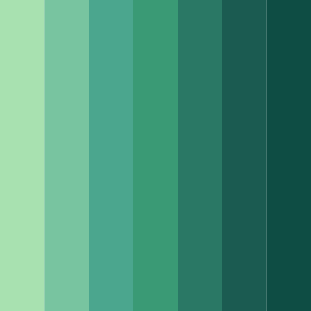 Download shades of green color palette PNG image (square)