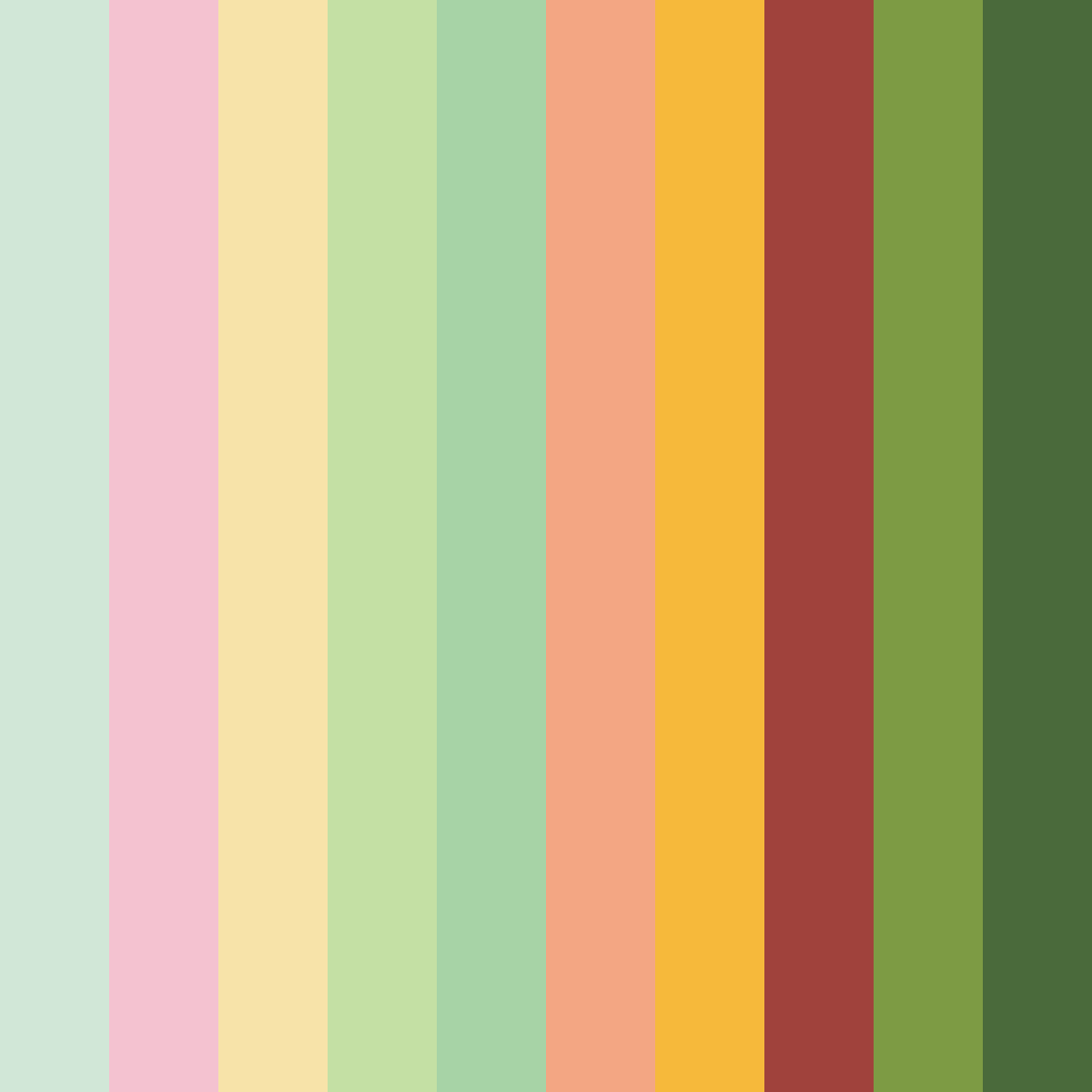 Download shades of green and pink color palette PNG image (square)