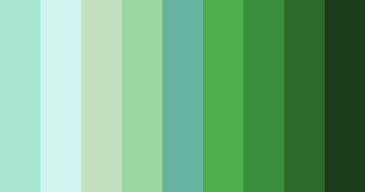 Download shades of green color palette PNG image (landscape)