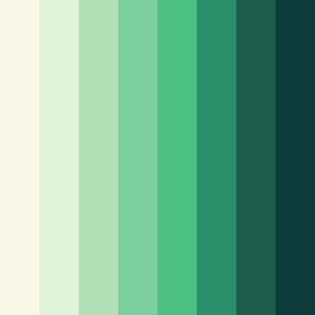 Download shades of green color palette PNG image (square)