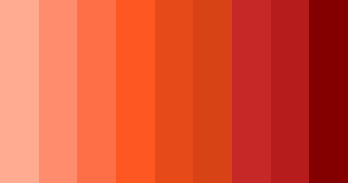 Download bright orange red color palette PNG image (landscape)