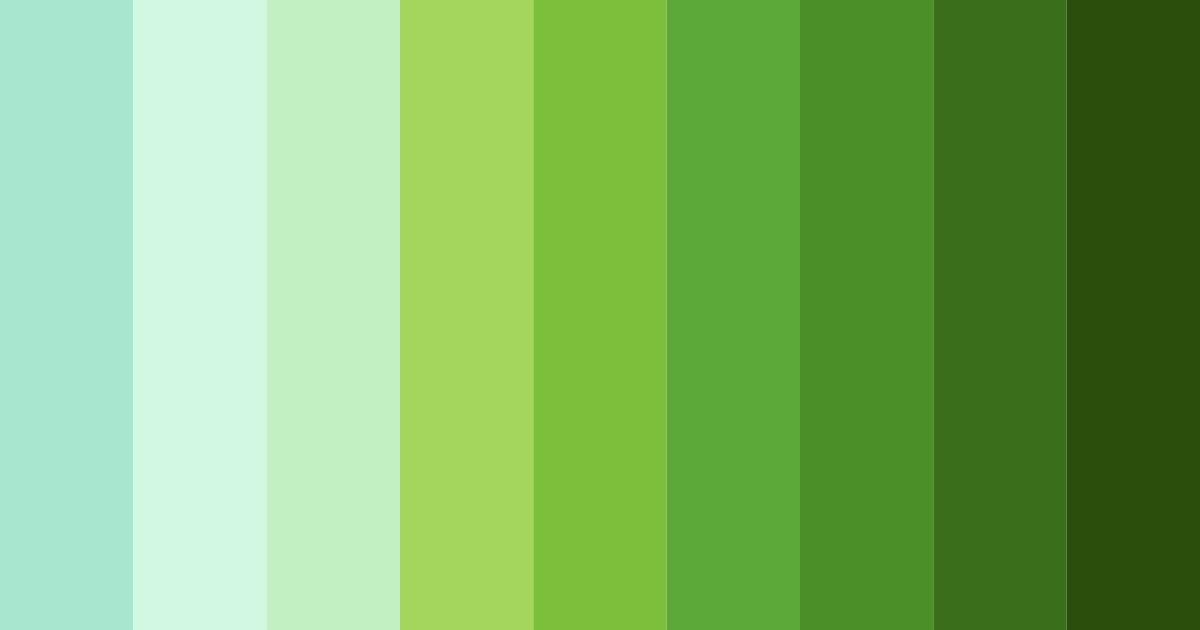 Download shades of grass green color palette PNG image (landscape)