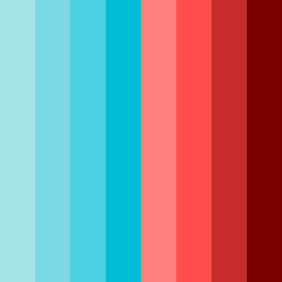 Download shades of cyan and red color palette PNG image (square)