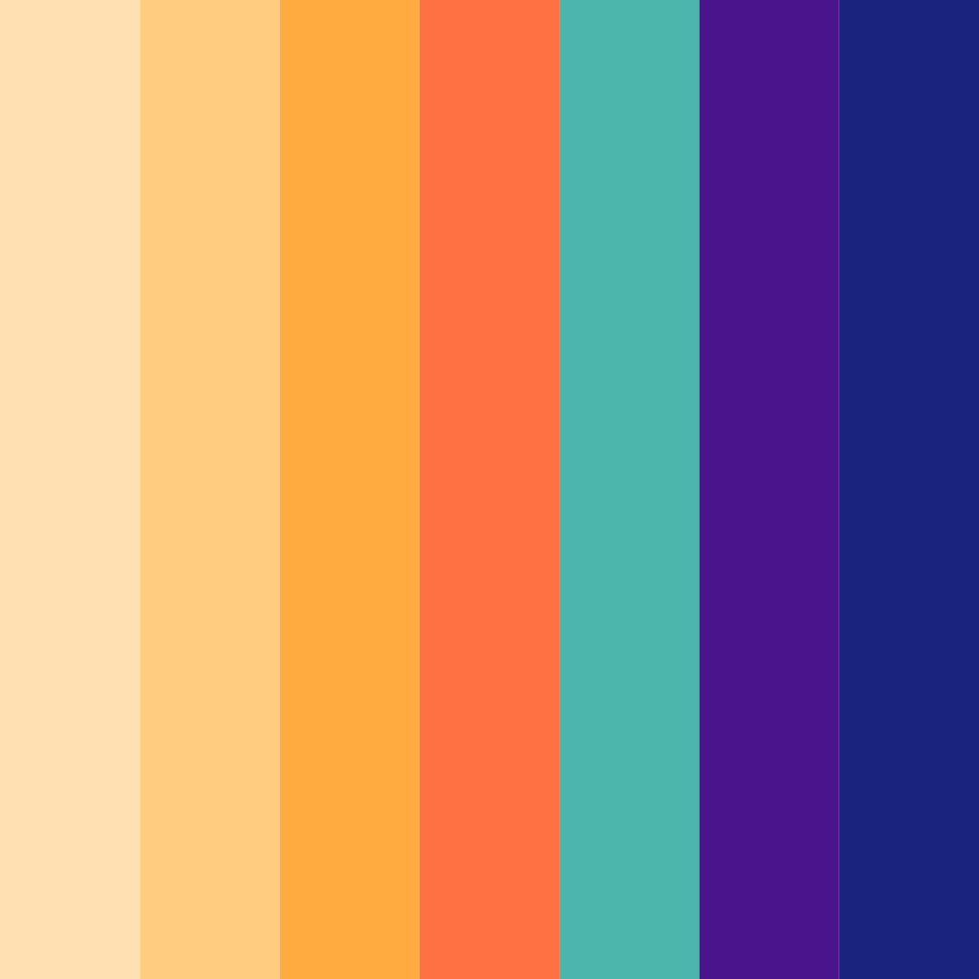Download vibrant blue and warm tones color palette PNG image (square)