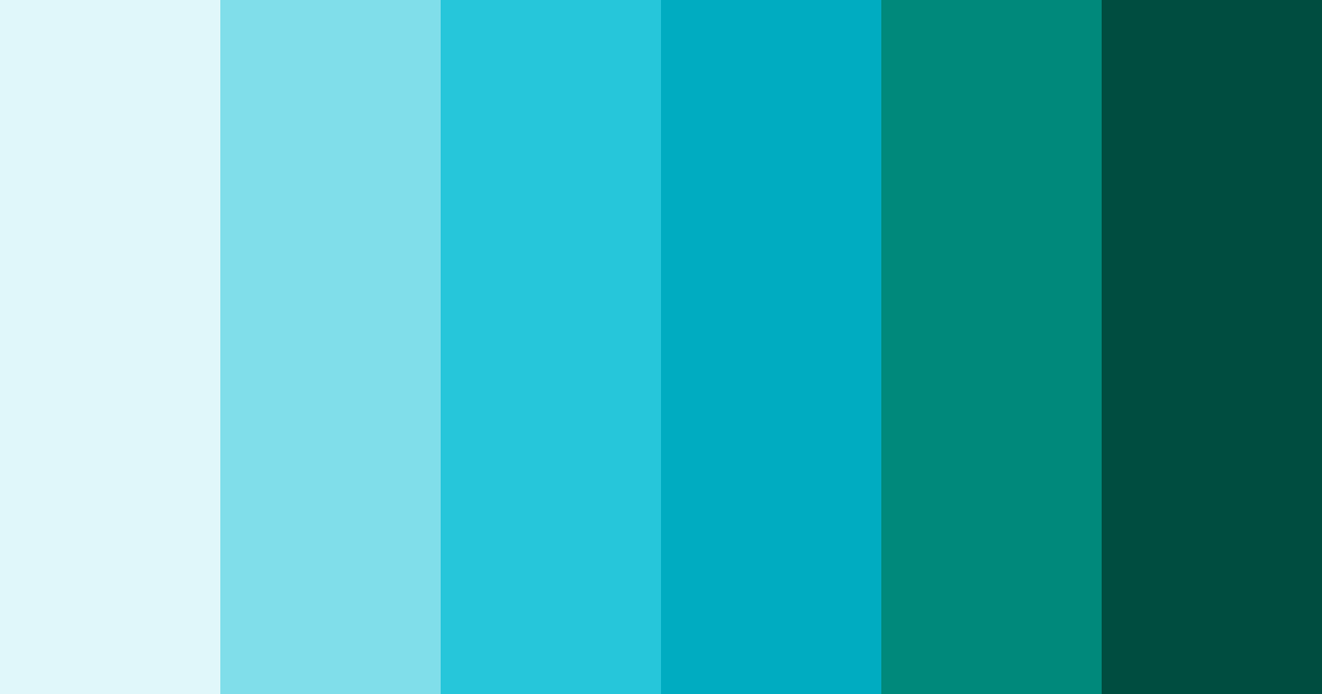 Download shades of cyan color palette PNG image (landscape)