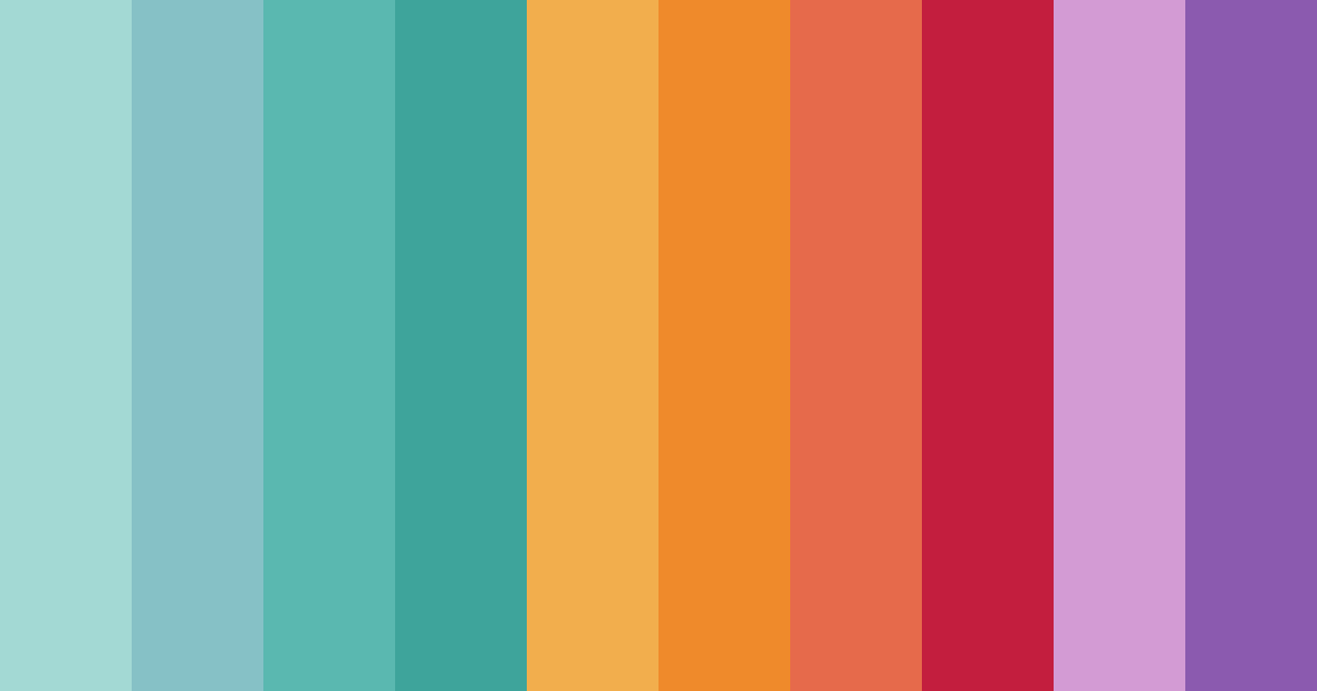 Download vibrant blue green red yellow orange pink purple color palette PNG image (landscape)
