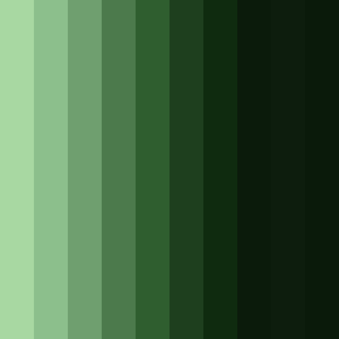 Download dark green shades color palette PNG image (square)
